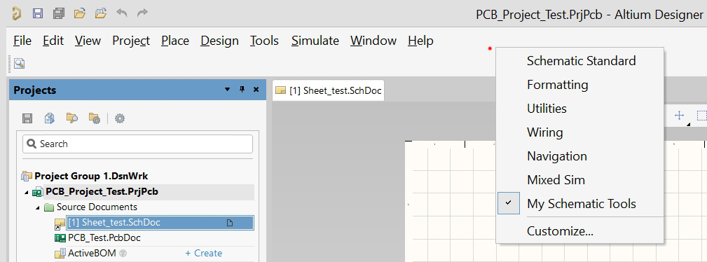 Right Clicking Sch Editor - Menu