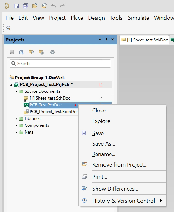 Right Clicking Sch Editor - Projects PCB