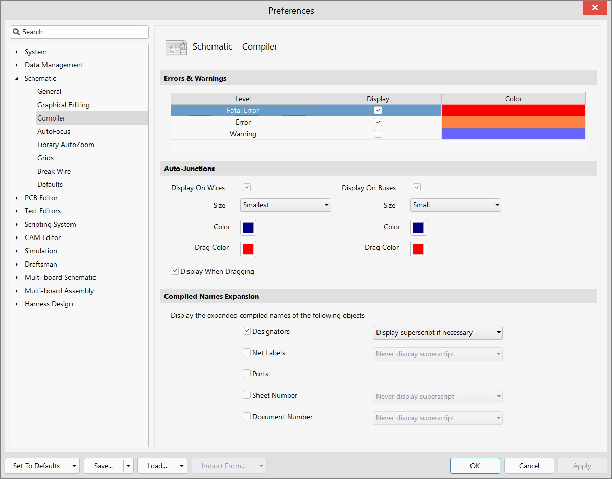 Schematic Editor - Preferences - Compiler