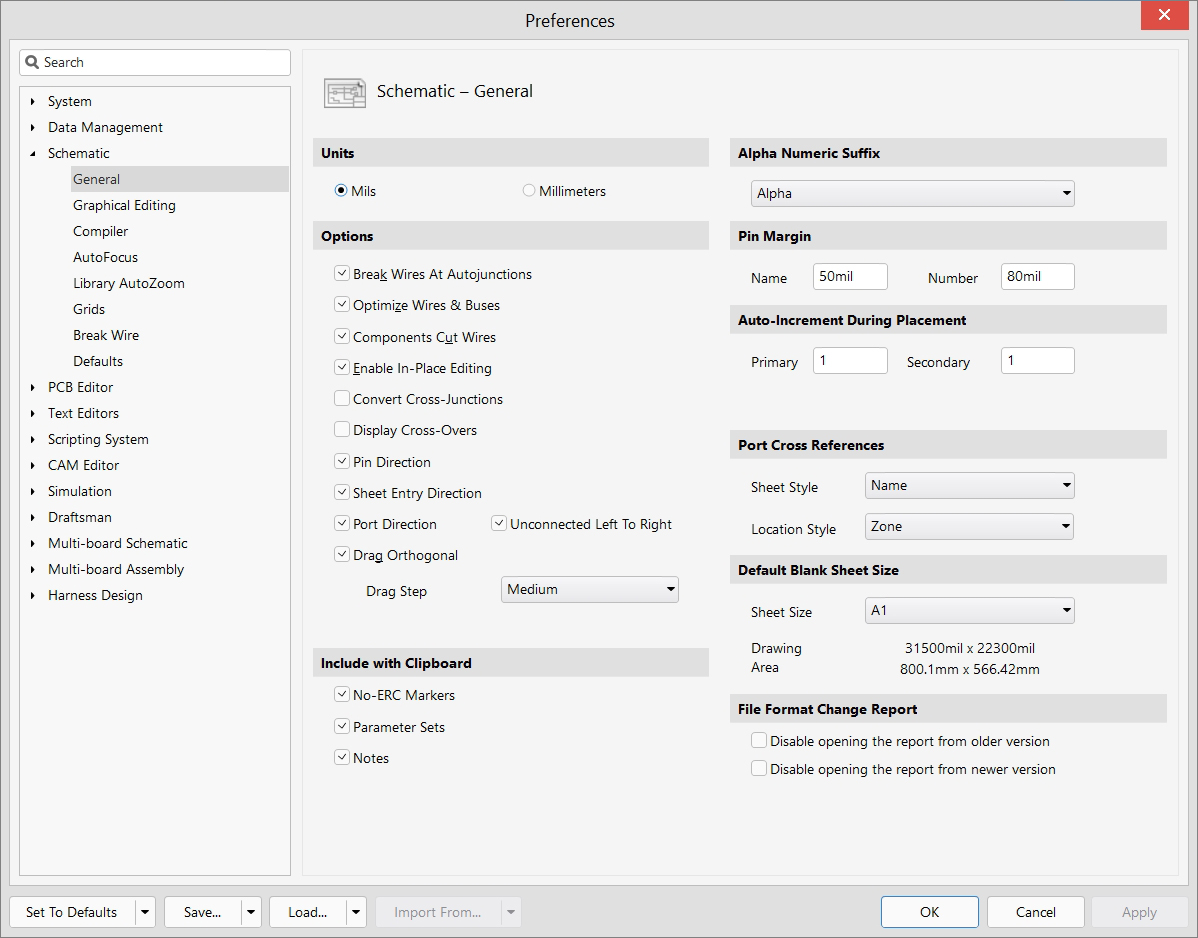 Schematic Editor - Preferences - General