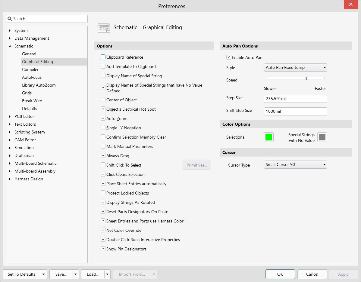 Schematic Editor - Preferences - Graphical Editing
