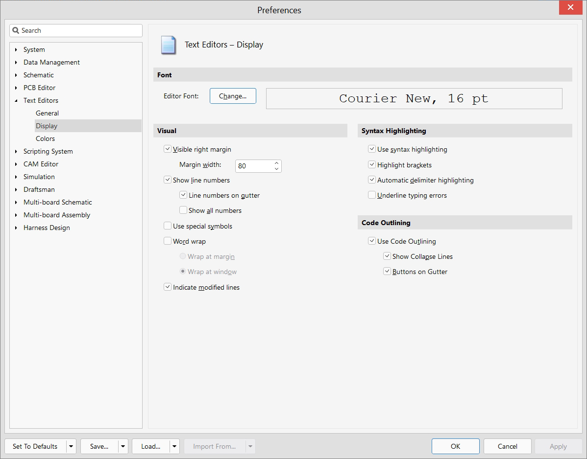Text Editor - Preferences - Display