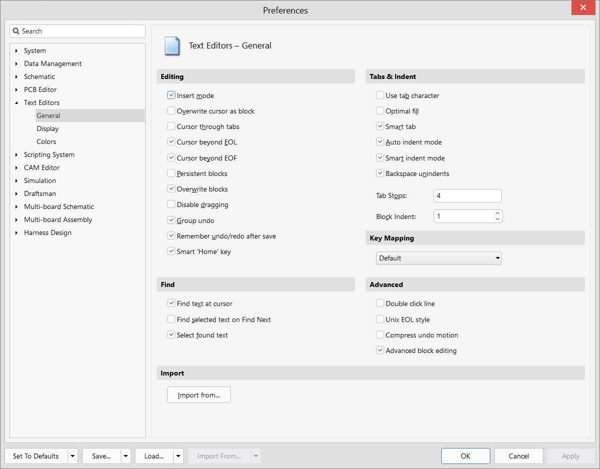 Text Editor - Preferences - General